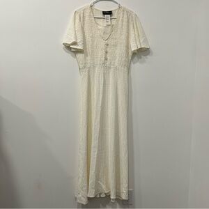 Molly Malloy Vintage Cream Gingham Maxi Dress Size 8